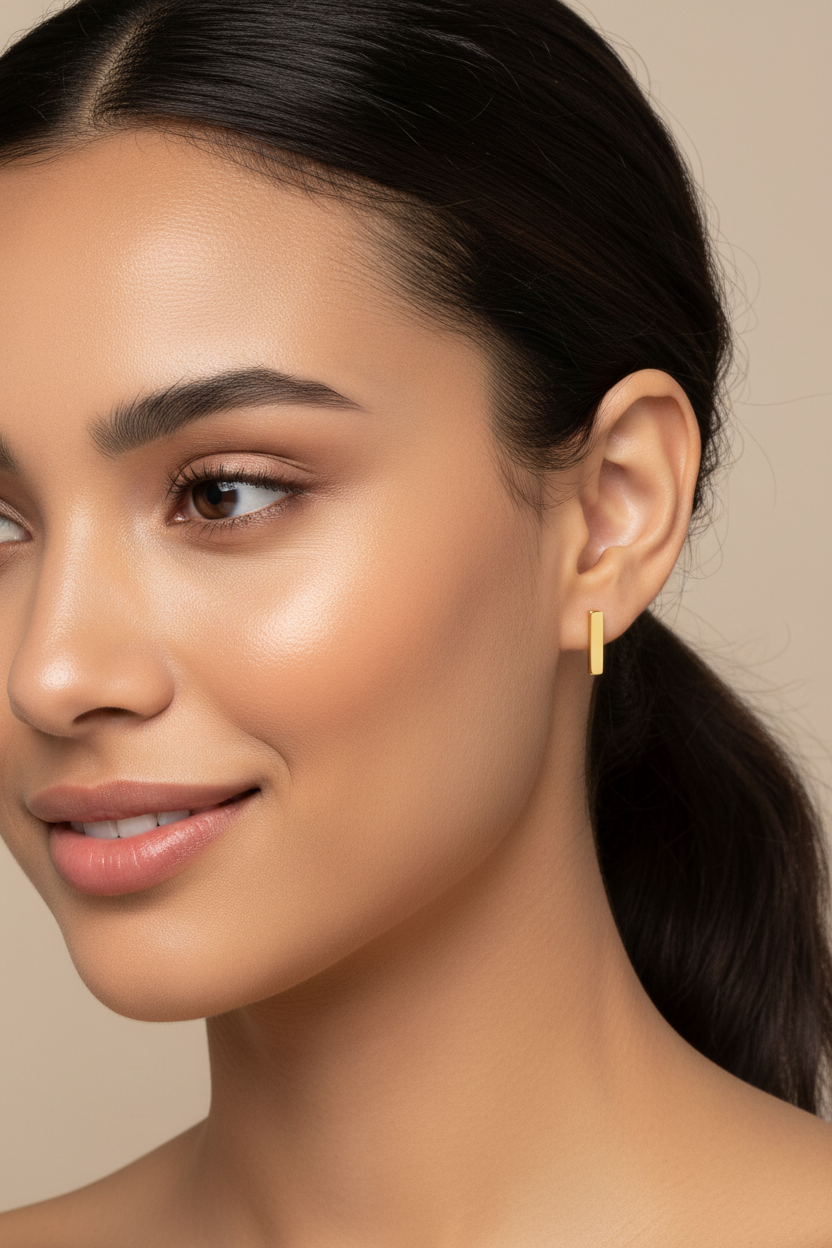 Elegant Model Gold Bar Studs