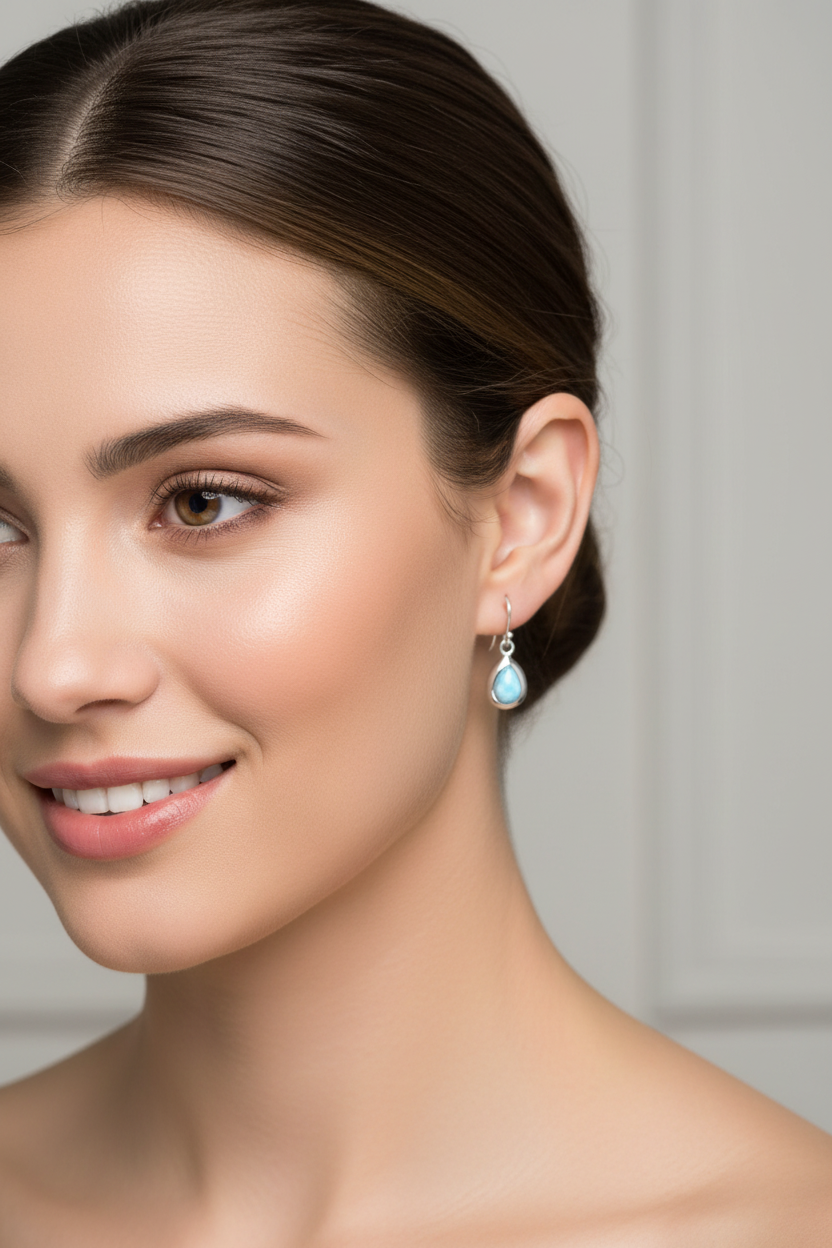 Elegant Model Larimar Pear Earrings