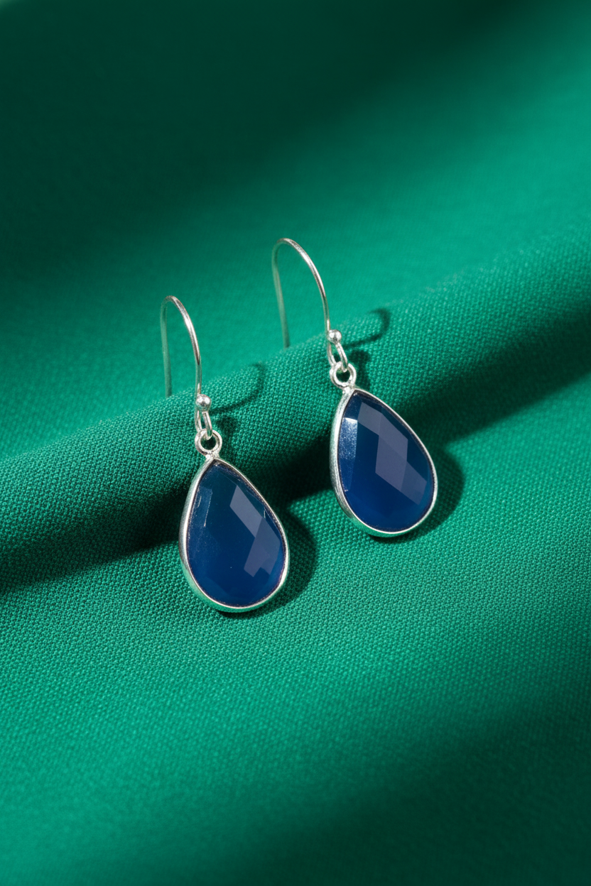 Emerald Green Fabric Dark Blue Chalcedony