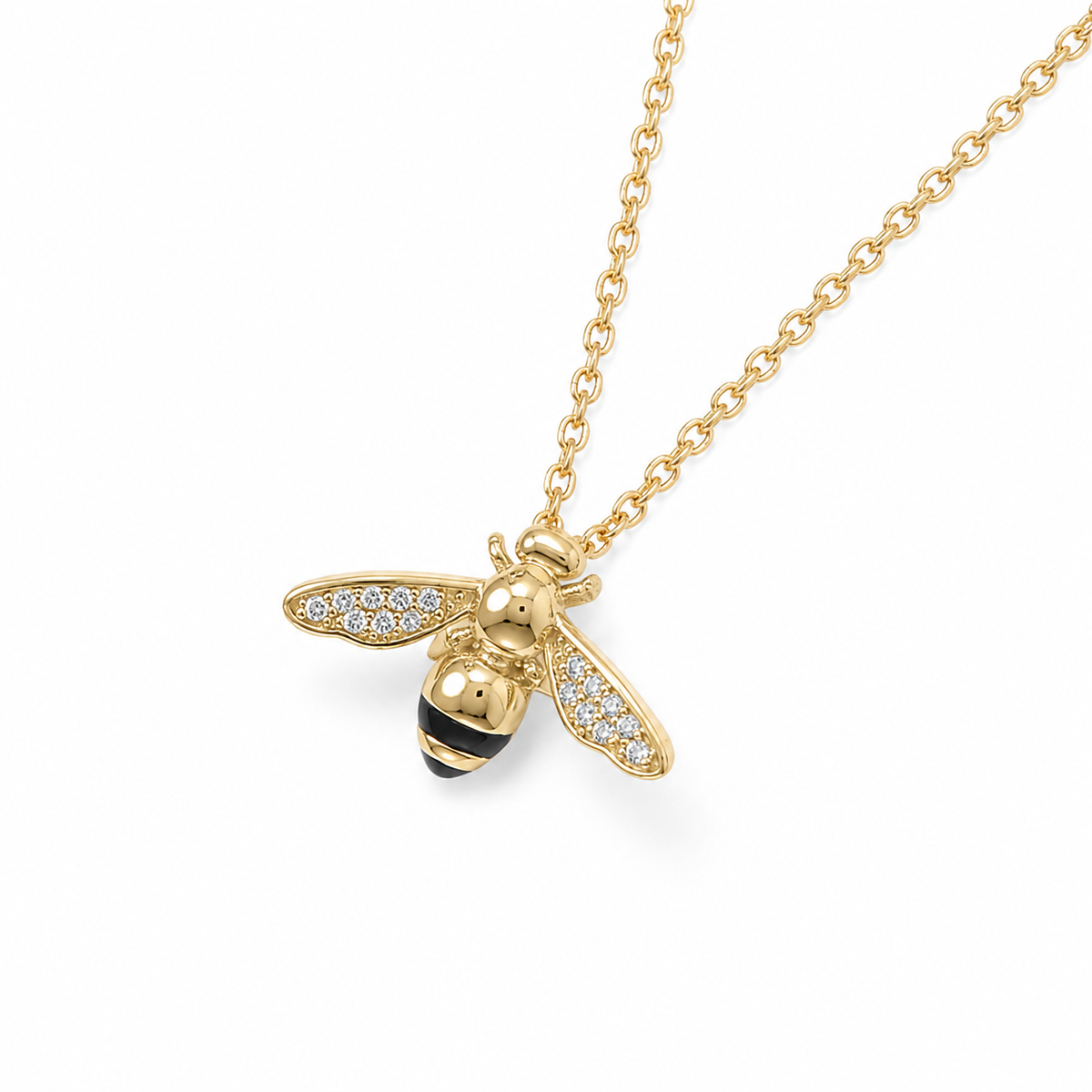 Signity CZ Bee Slider Necklace 14K Gold Plated 925 Silver 19.5x12.7mm 16+2in
