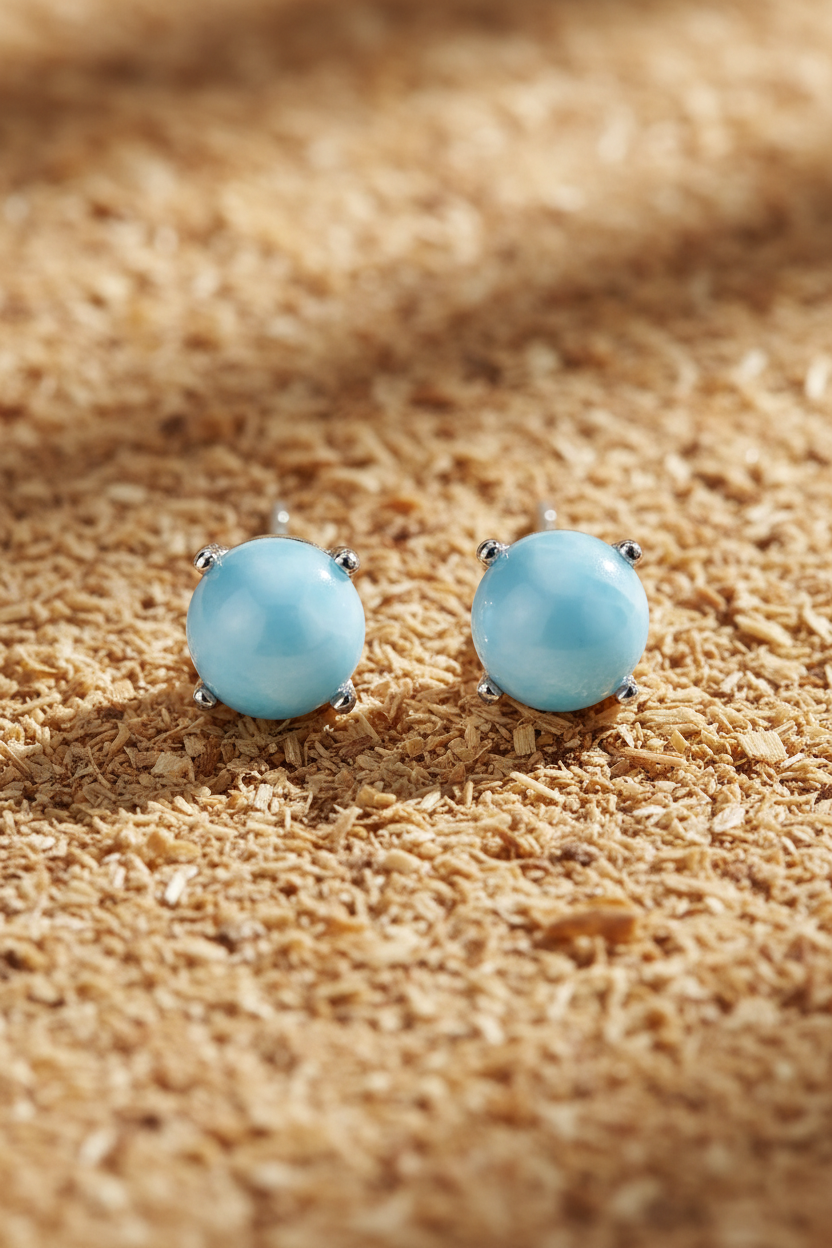 Fine Sawdust Larimar Studs