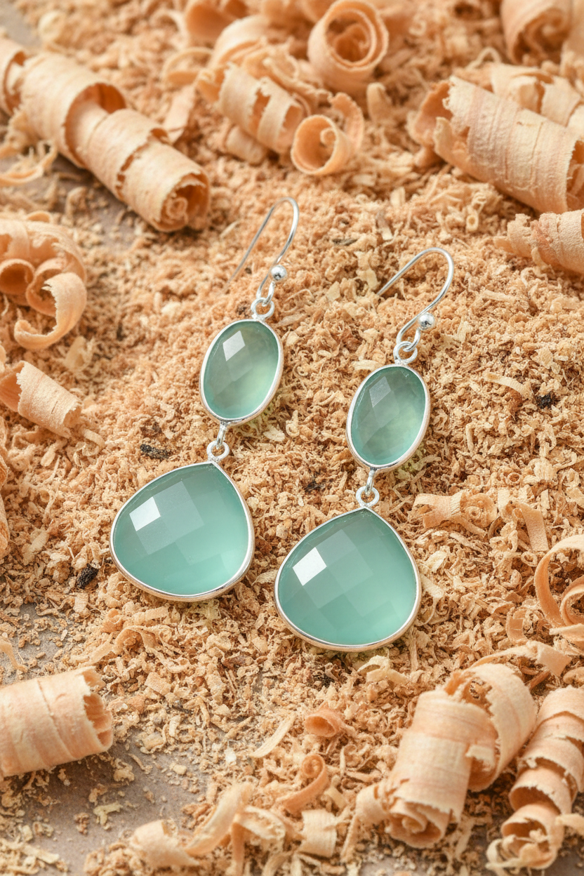 Fine Wood Particles Sea Green Chalcedony
