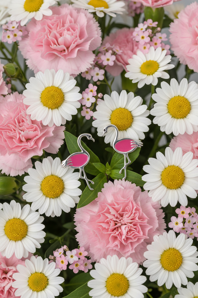 Flower Background 4 - White & Pink Daisies