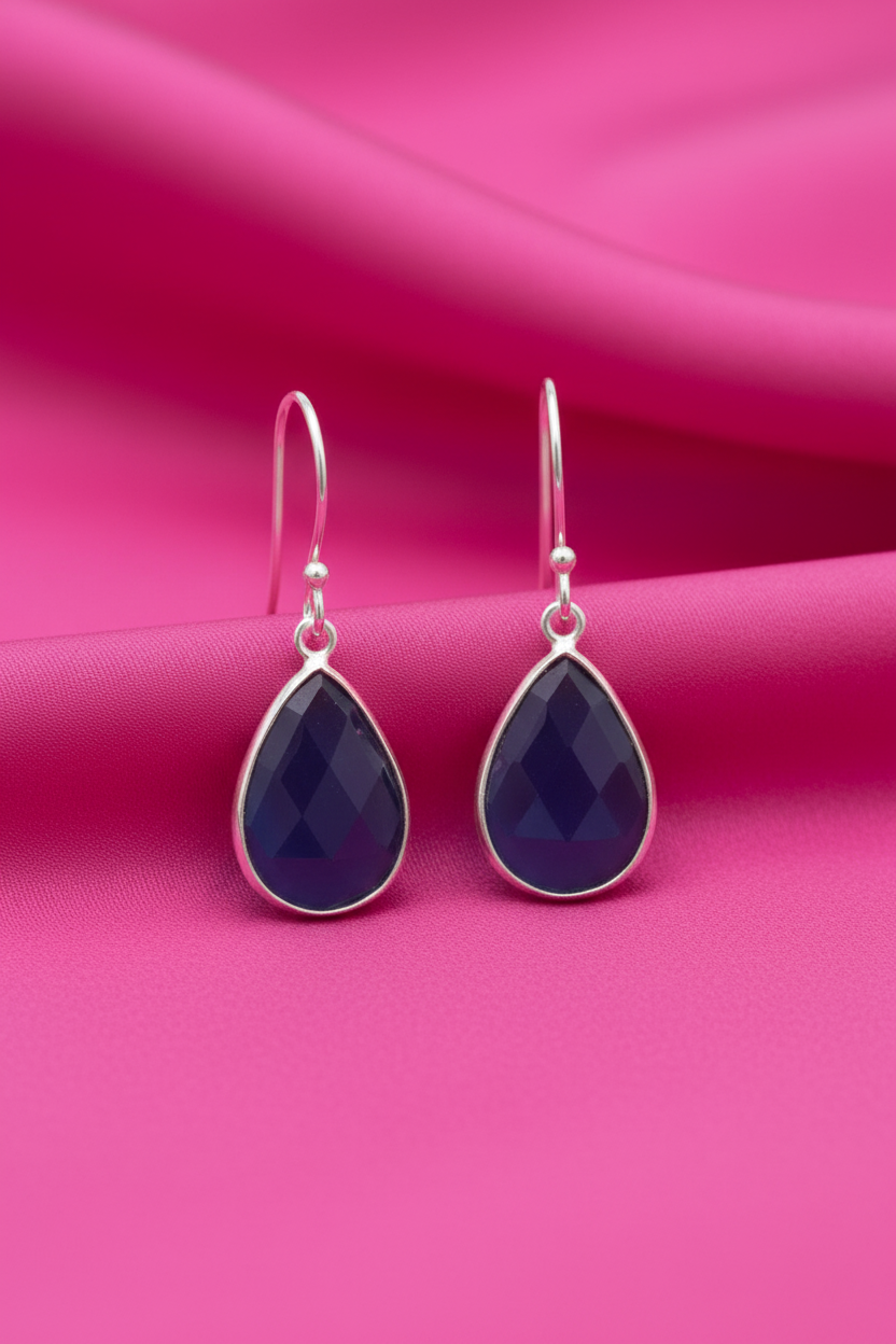 Fuchsia Pink Fabric Dark Blue Chalcedony