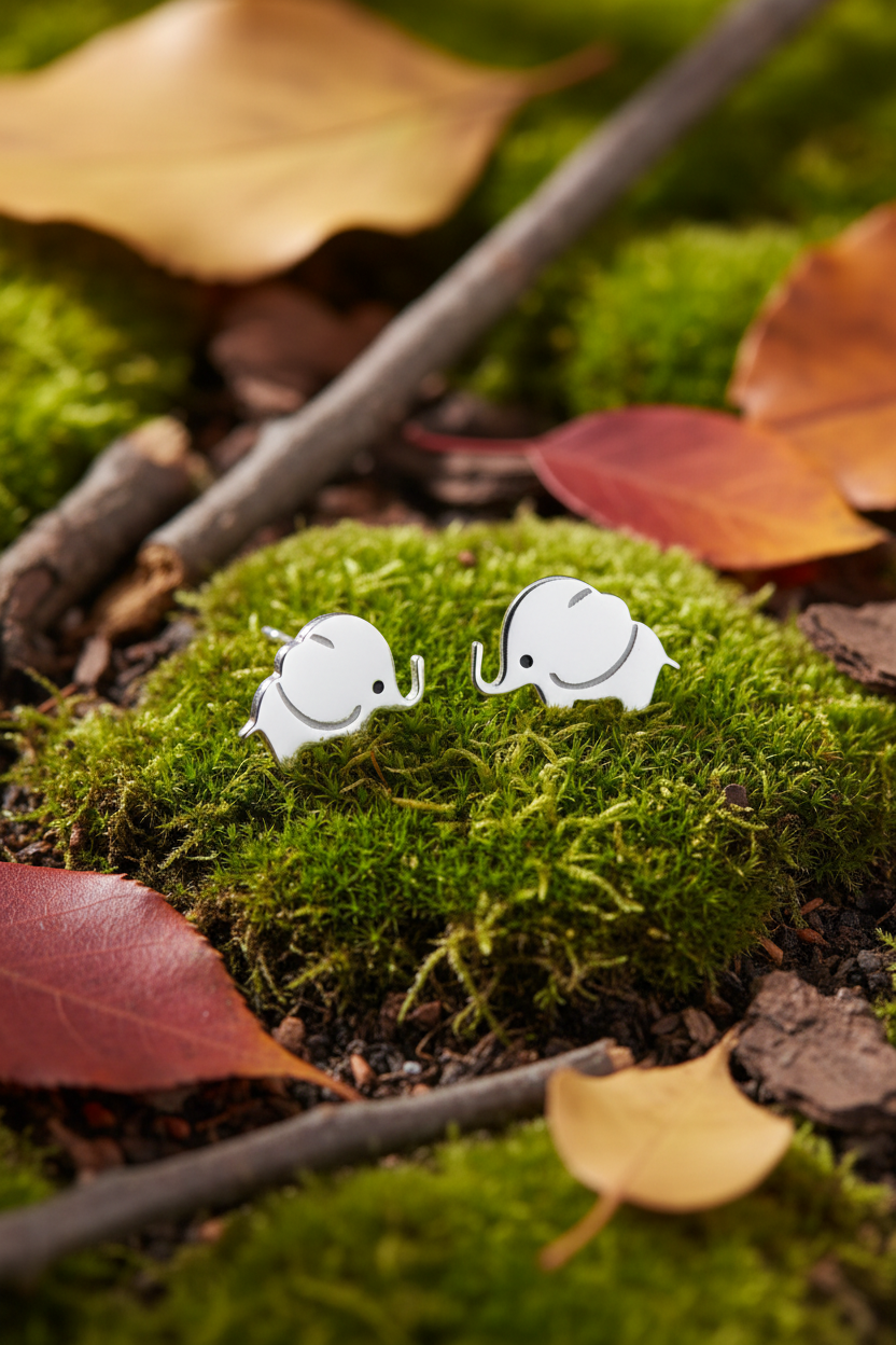 Gentle giant elephant studs on forest floor