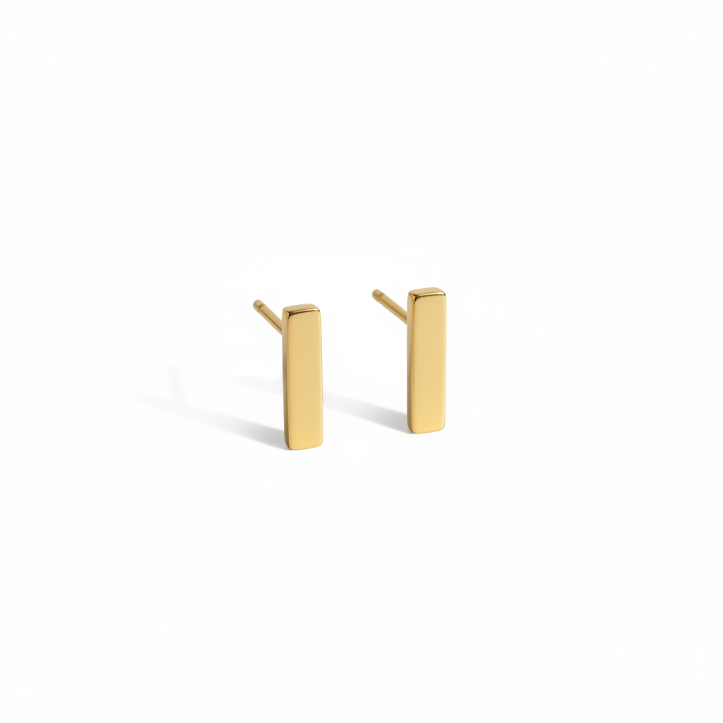 Gold Bar Studs White Detailed