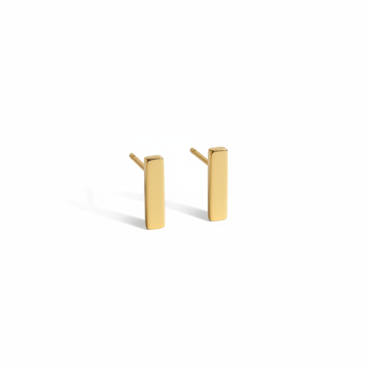 Gold Bar Studs White Detailed
