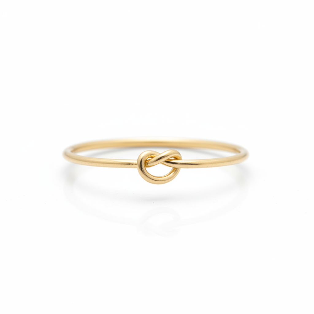 Gold Love Knot Ring Angled White Background HD