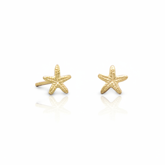 Gold Starfish Stud Earrings - White Background