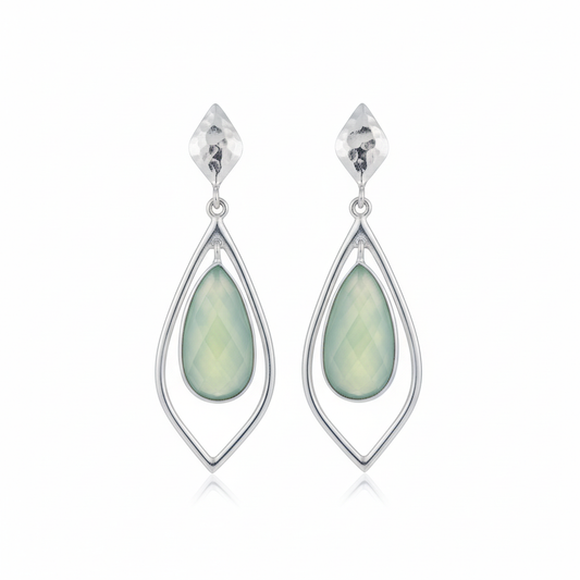 Green Chalcedony Drops White Background 2