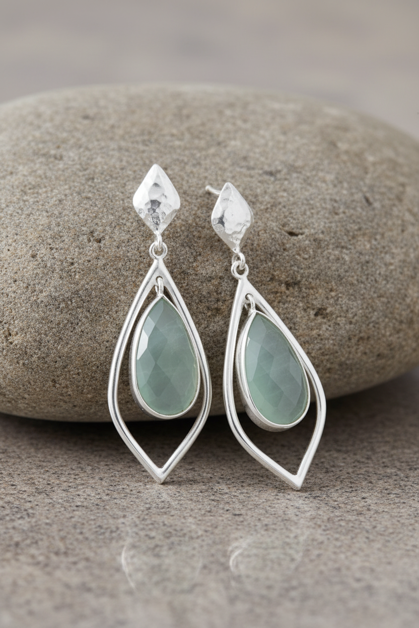 Grey Beige Stone Green Chalcedony