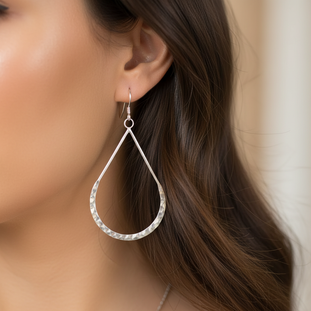 Hammered Teardrop Earring - Enhanced