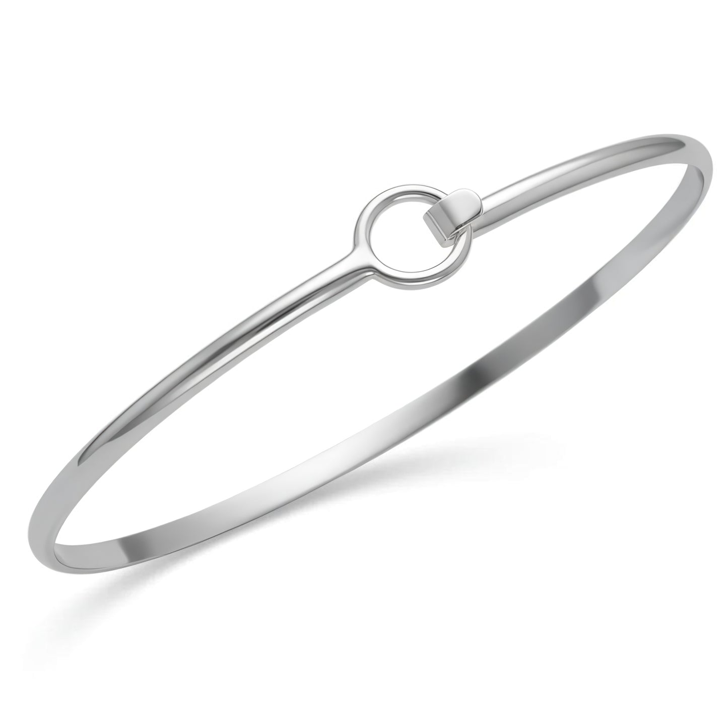 Hook Closure Bangle 925 Sterling Silver Polished 3mm 68x57mm