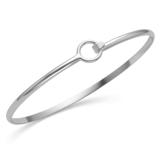 Hook Closure Bangle 925 Sterling Silver Polished 3mm 68x57mm