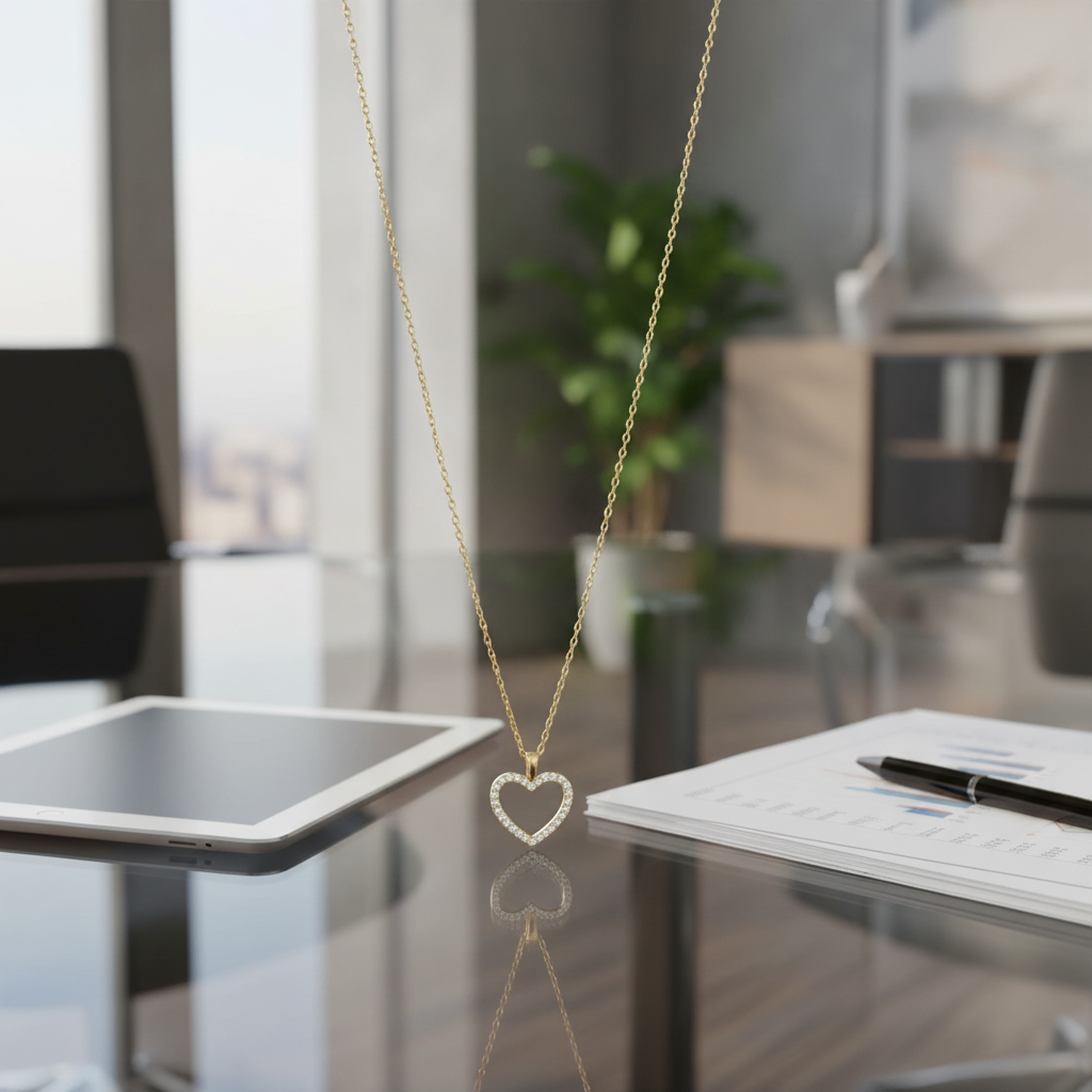 14 Karat Gold Plated Sterling Silver Heart Pendant Necklace with CZ, 16 Inch Chain with 2 Inch Extender, Lobster Clasp