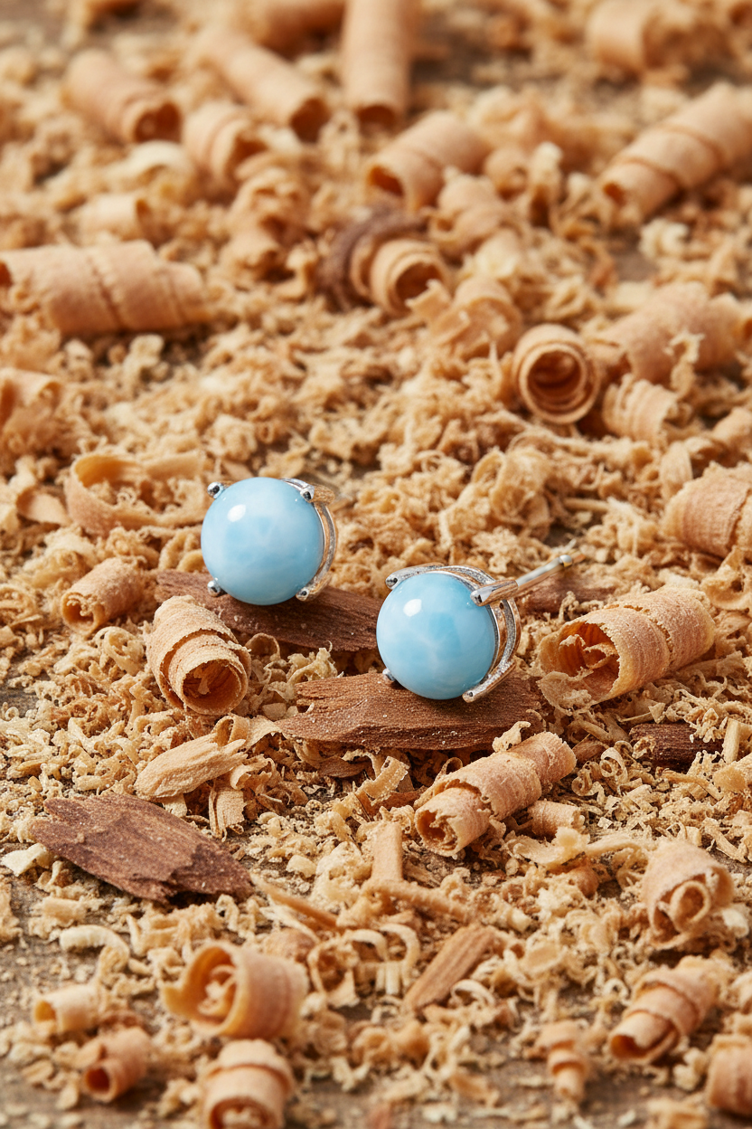 Caribbean Classics - Rhodium Plated Larimar Stud Earrings