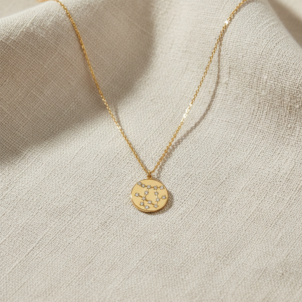 Zodiac Constellation Gemini Necklace, 16 Inch Chain with 2 Inch Extender, Cosmic Design