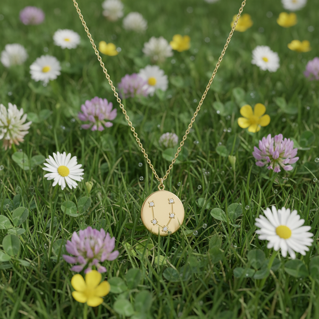 Pisces Zodiac Constellation Necklace, 16 Inch Chain with 2 Inch Extension, Celestial Astrology Coin Pendant