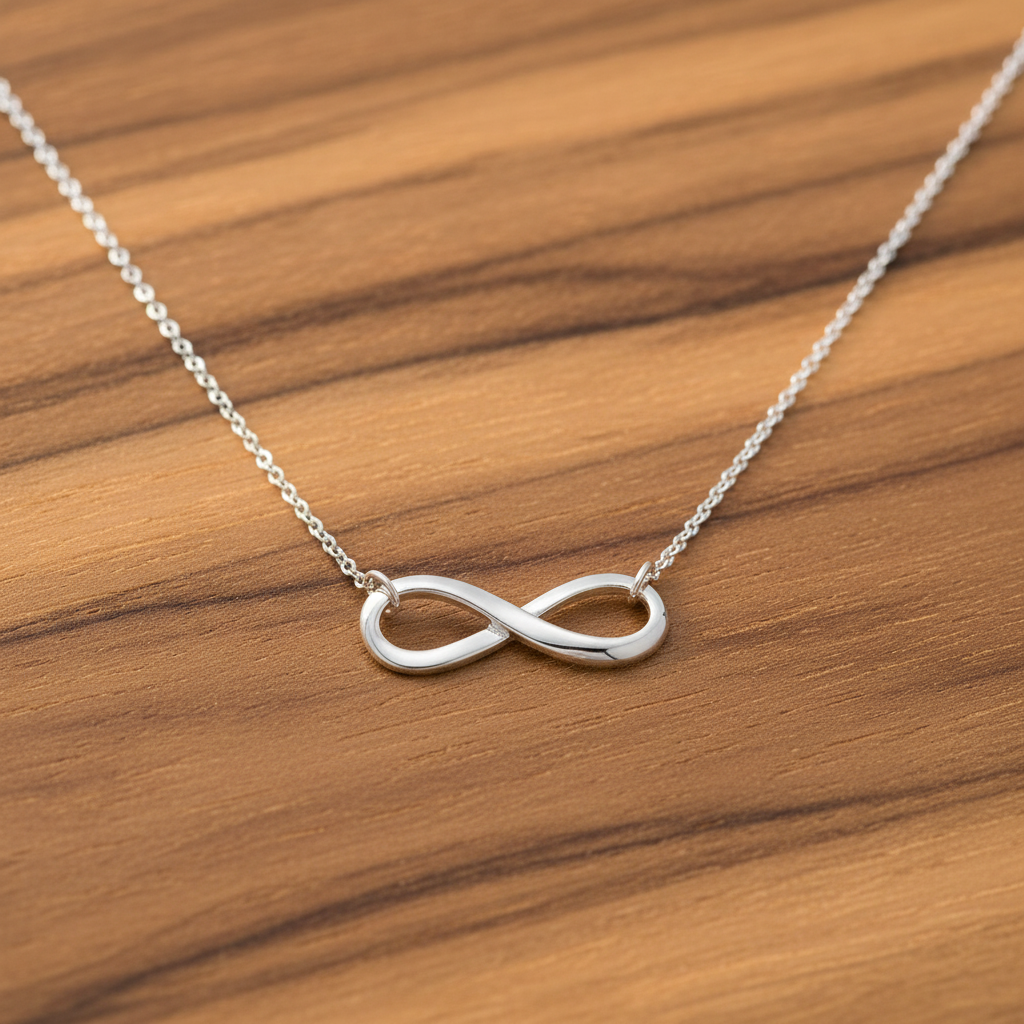 Infinity Necklace - Sterling Silver Polished Drop Pendant