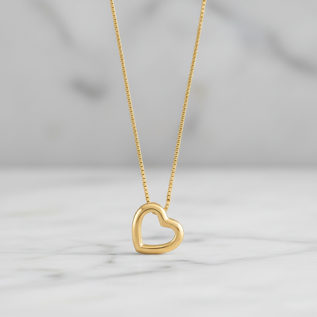 14 Karat Gold Plated Sterling Silver Floating Heart Pendant Necklace with CZ Pave, 16 Inch + 2 Inch Chain