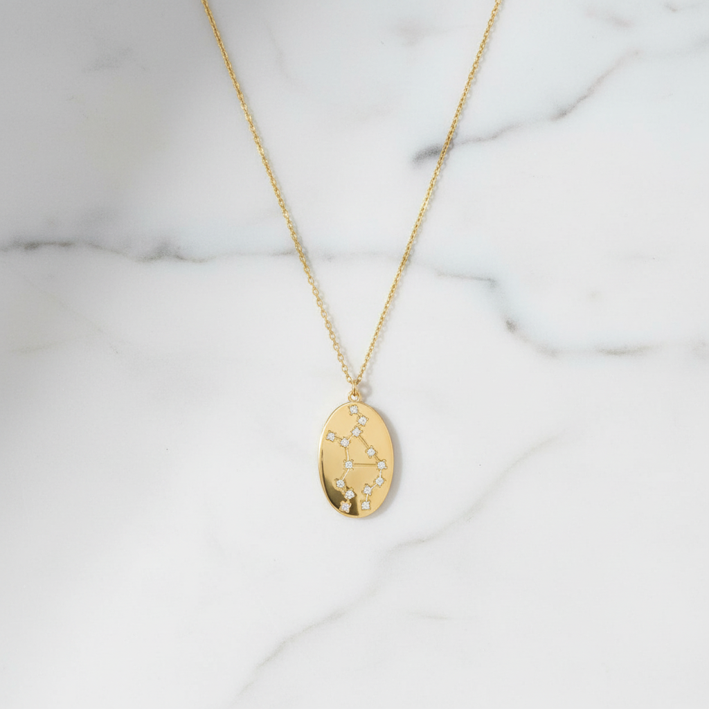 Virgo Zodiac Necklace - 14K Gold Plated Sterling Silver Constellation Pendant