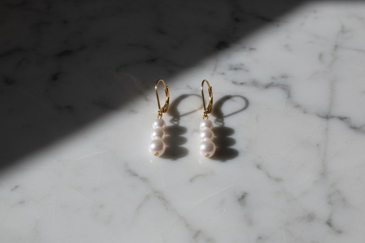 Graduated Freshwater Pearl Leverback Earrings 14/20 Gold Filled 35.5mm