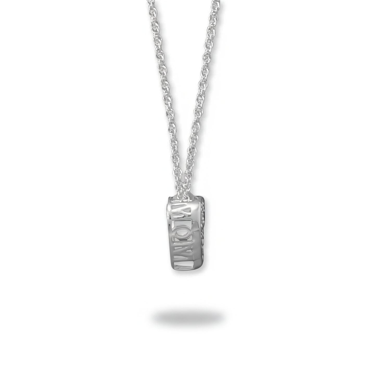 Sterling Silver Pave CZ Heart Mom Necklace, 16 Inch Chain with 2 Inch Extender, Spring Ring Closure