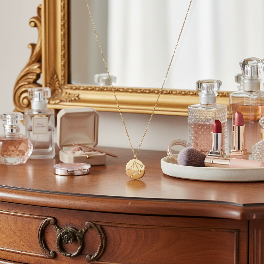 Libra Zodiac Necklace - 14K Gold Plated Sterling Silver Constellation Pendant