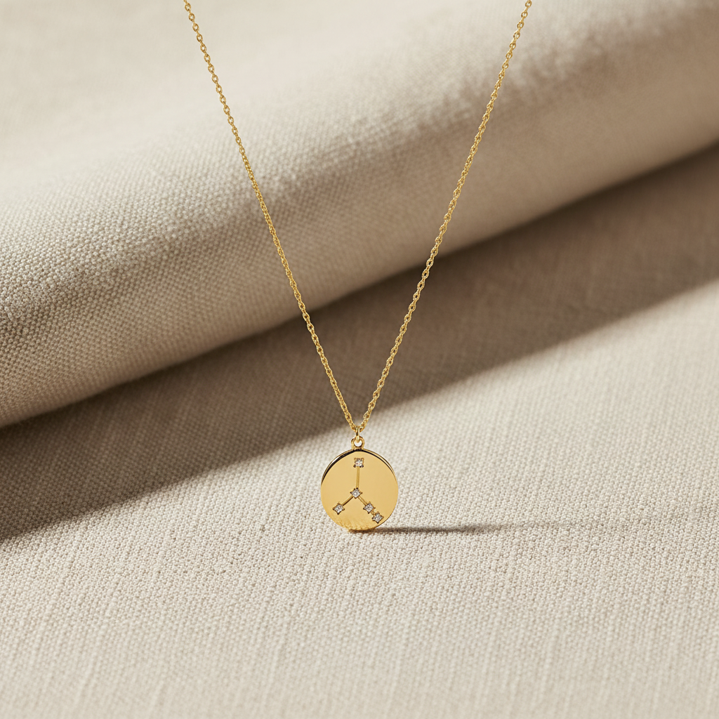 Cancer Zodiac Necklace - 14K Gold Plated Sterling Silver Constellation