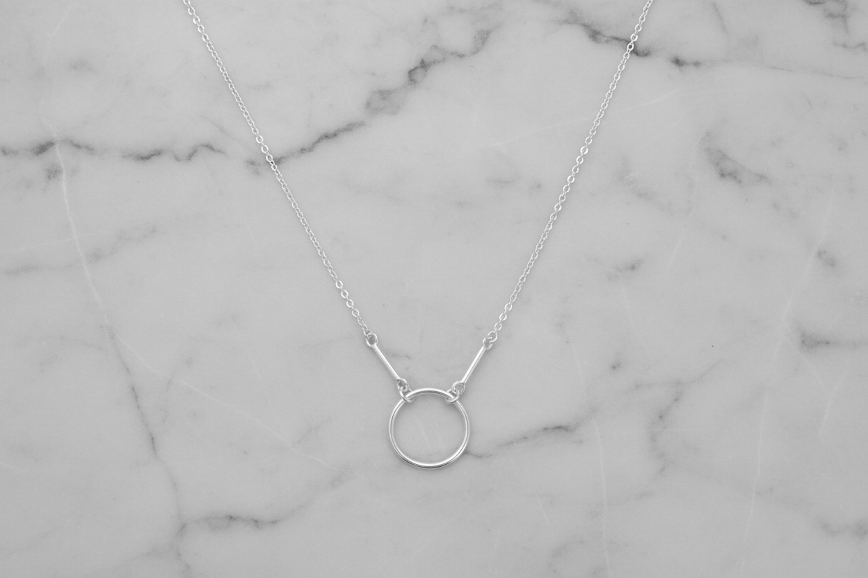 Circle Bar Drop Necklace 925 Sterling Silver Polished 11.5mm 16+2 Inch