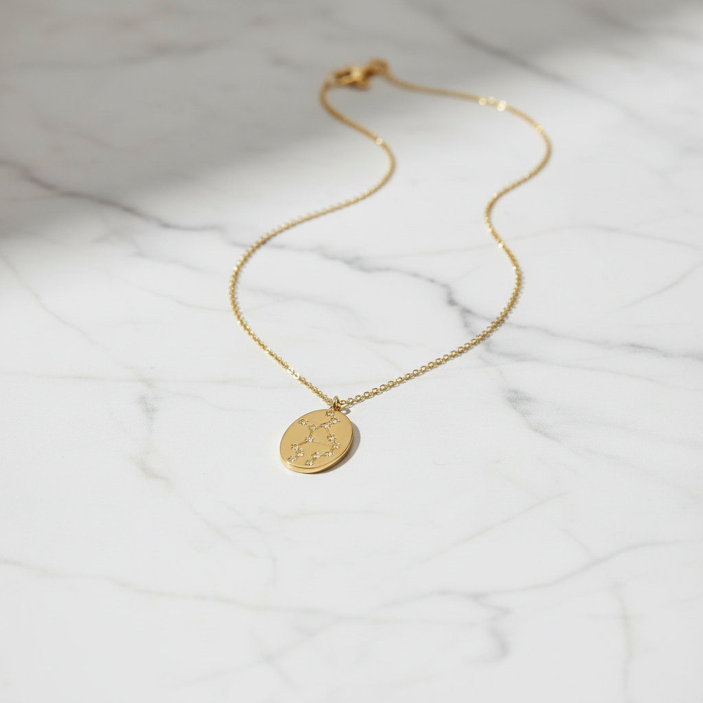Virgo Zodiac Necklace - 14K Gold Plated Sterling Silver Constellation Pendant