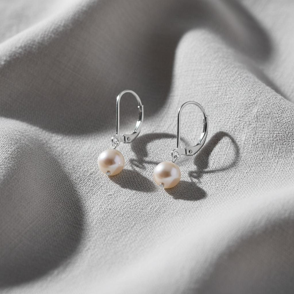Pure Pearl Drop Earrings - Sterling Silver with Single Freshwater Pearl