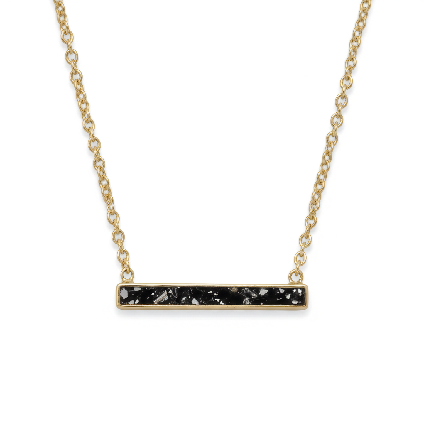 Natural Diamond Chip Necklace 14K Gold Plated 925 Sterling Silver Black Resin