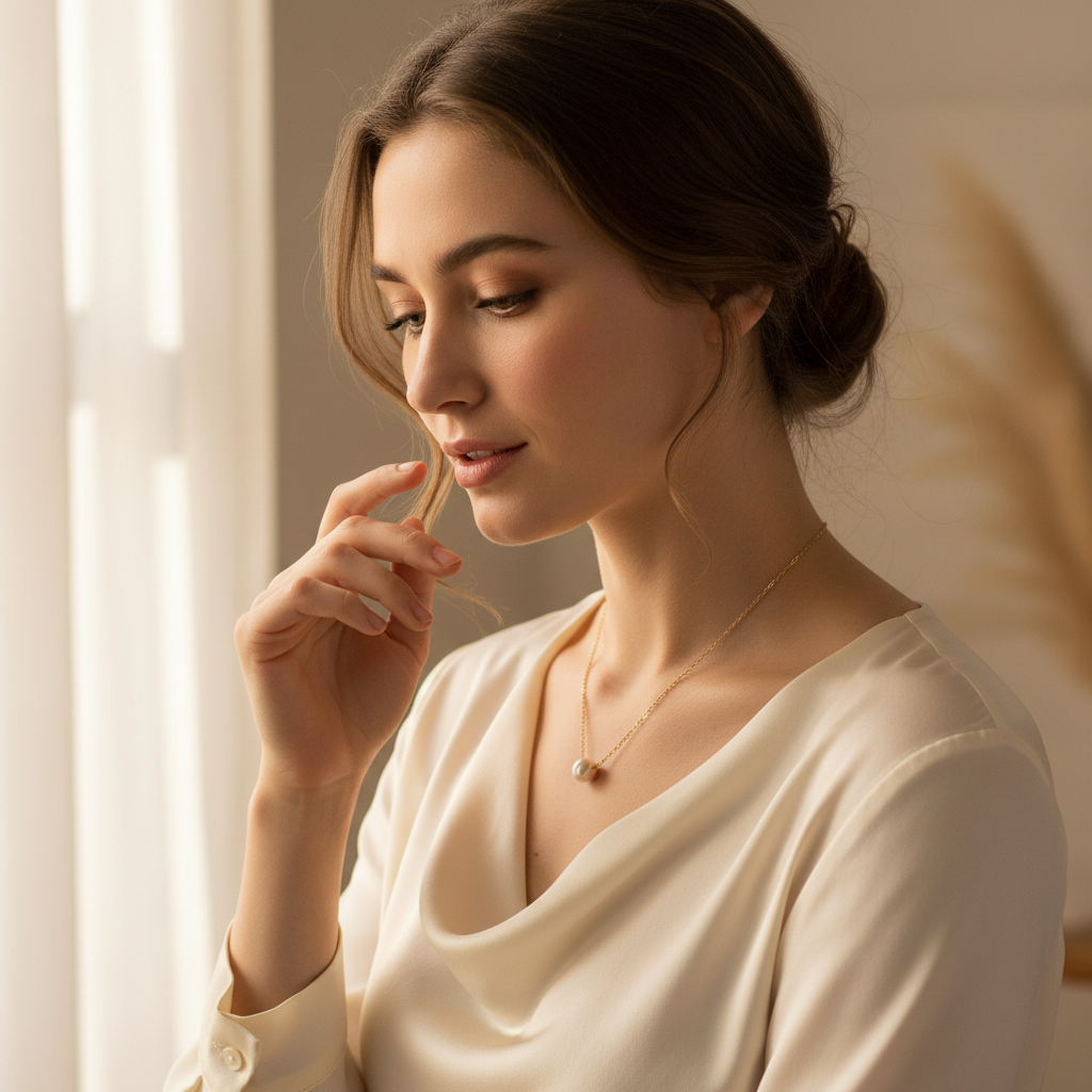 Floating Cultured Freshwater Pearl Necklace 14/20 Gold Filled 9mm 16+2 Inch