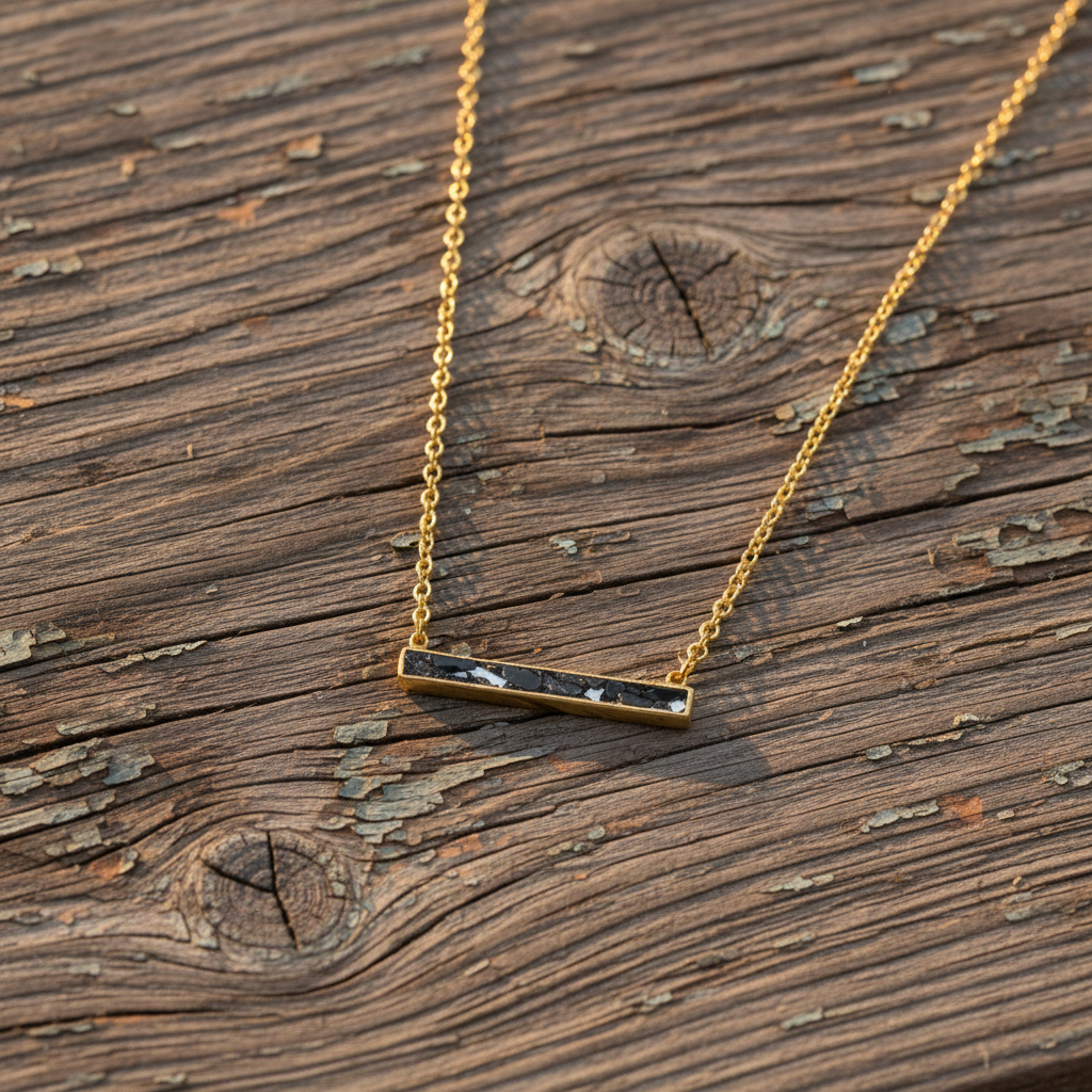 Natural Diamond Chip Necklace 14K Gold Plated 925 Sterling Silver Black Resin