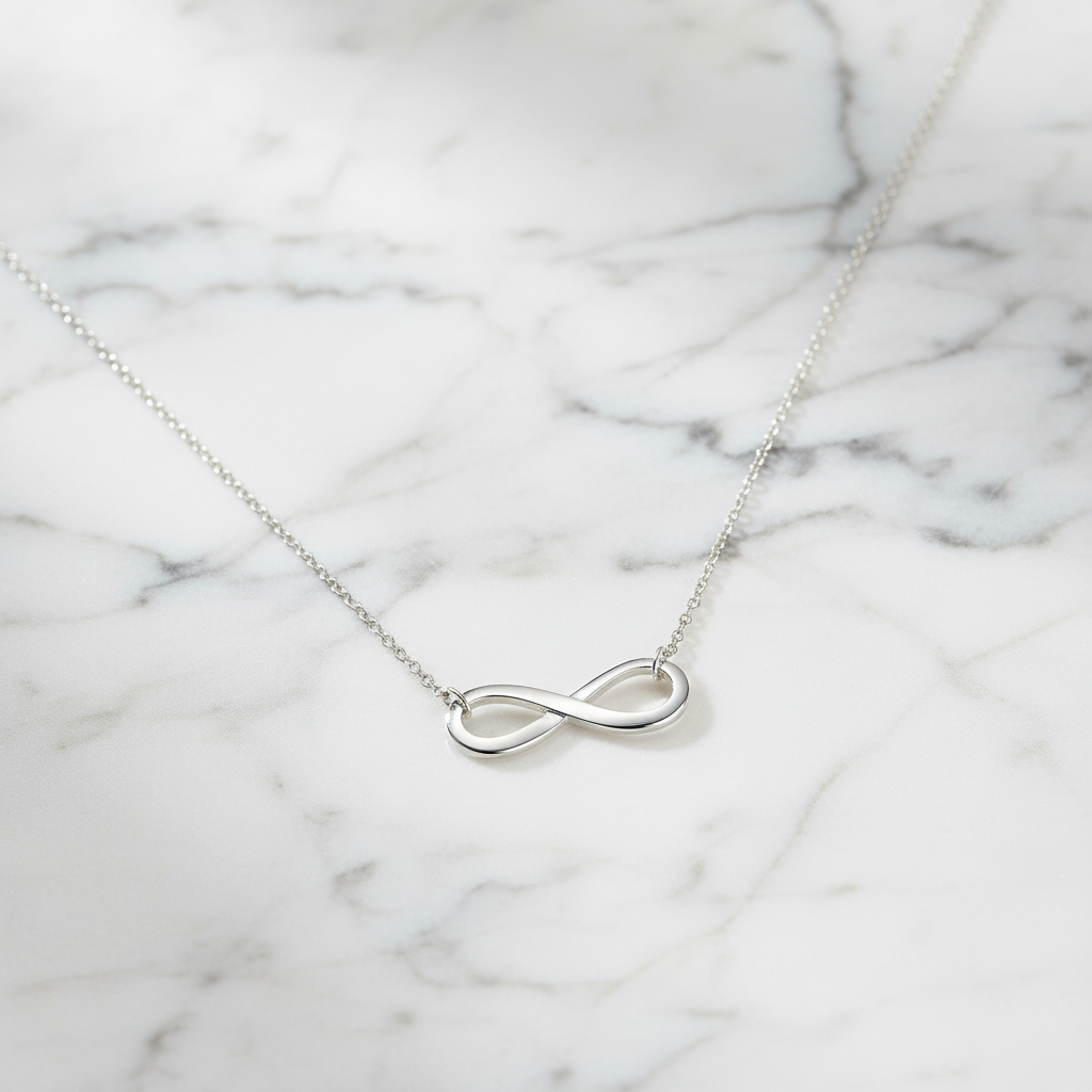 Infinity Necklace - Sterling Silver Polished Drop Pendant