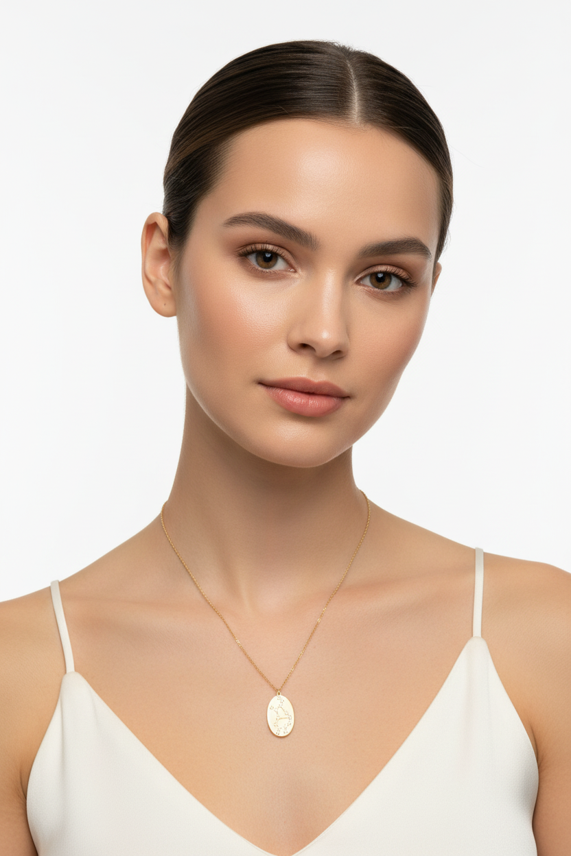 Virgo Zodiac Necklace - 14K Gold Plated Sterling Silver Constellation Pendant