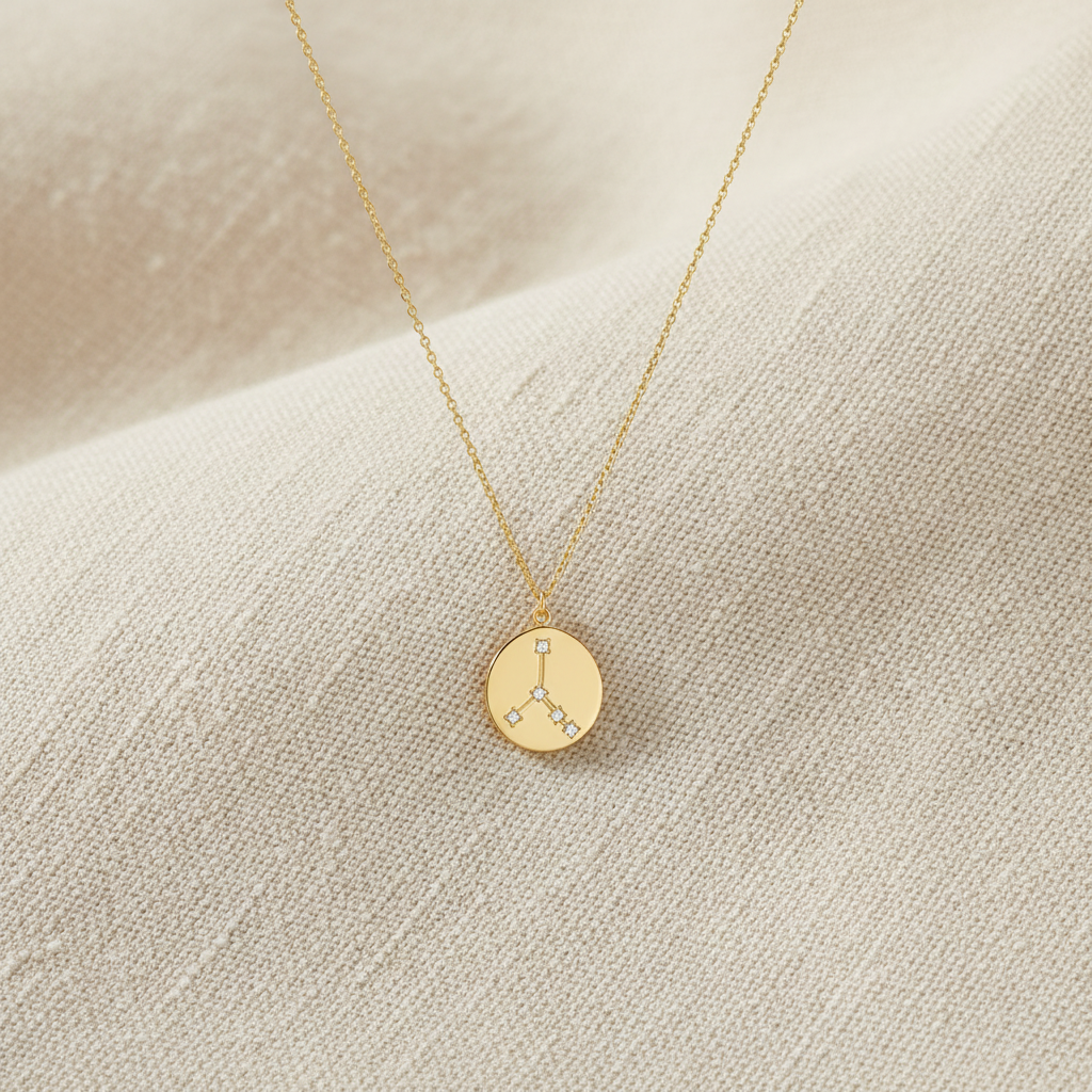 Cancer Zodiac Necklace - 14K Gold Plated Sterling Silver Constellation