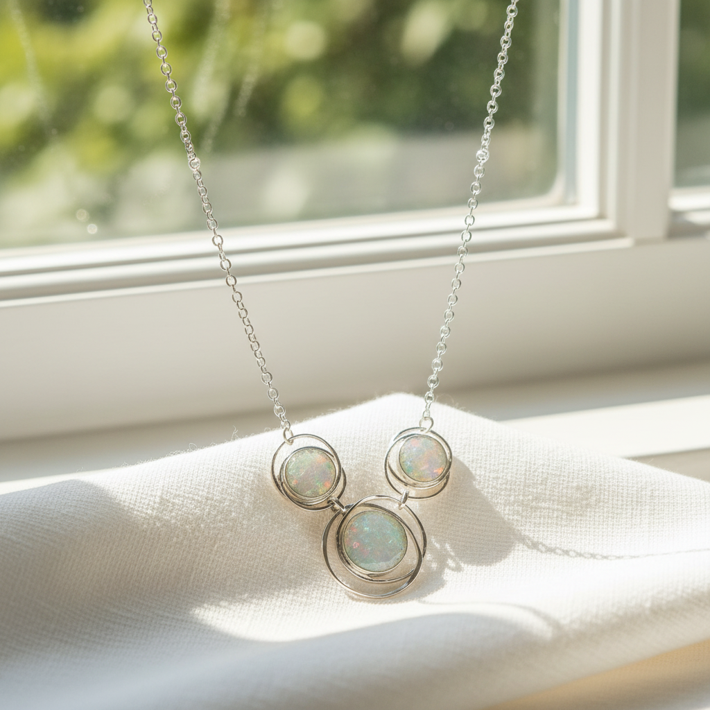 Ancient Roman Glass Necklace - Sterling Silver Abstract Circle Pendant