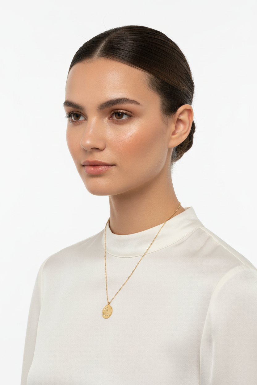 Capricorn Zodiac Constellation Coin Necklace, Sterling Silver, 16 Inch Chain with 2 Inch Extender