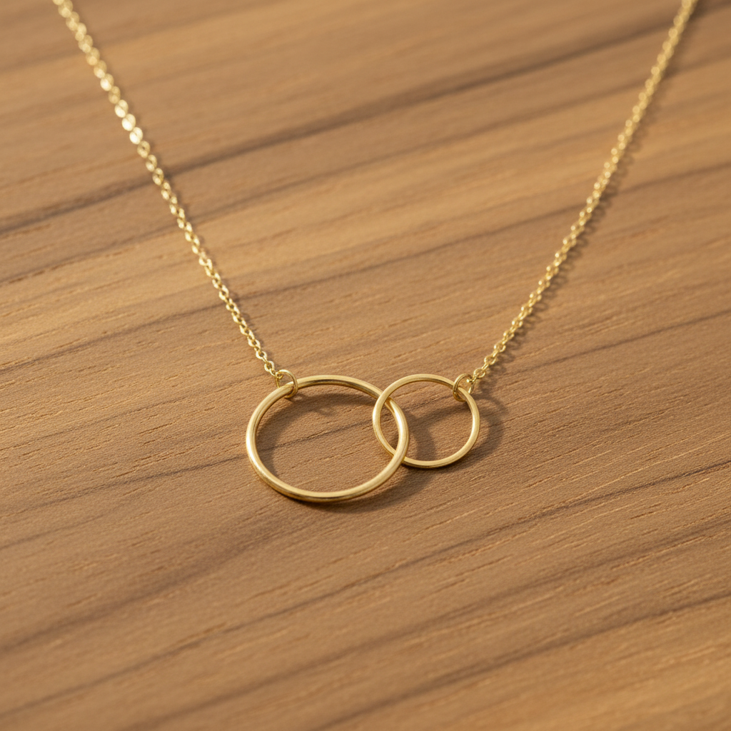 Circle Link Necklace 14K Gold Plated 925 Sterling Silver 10mm 16mm 16+2 Inch