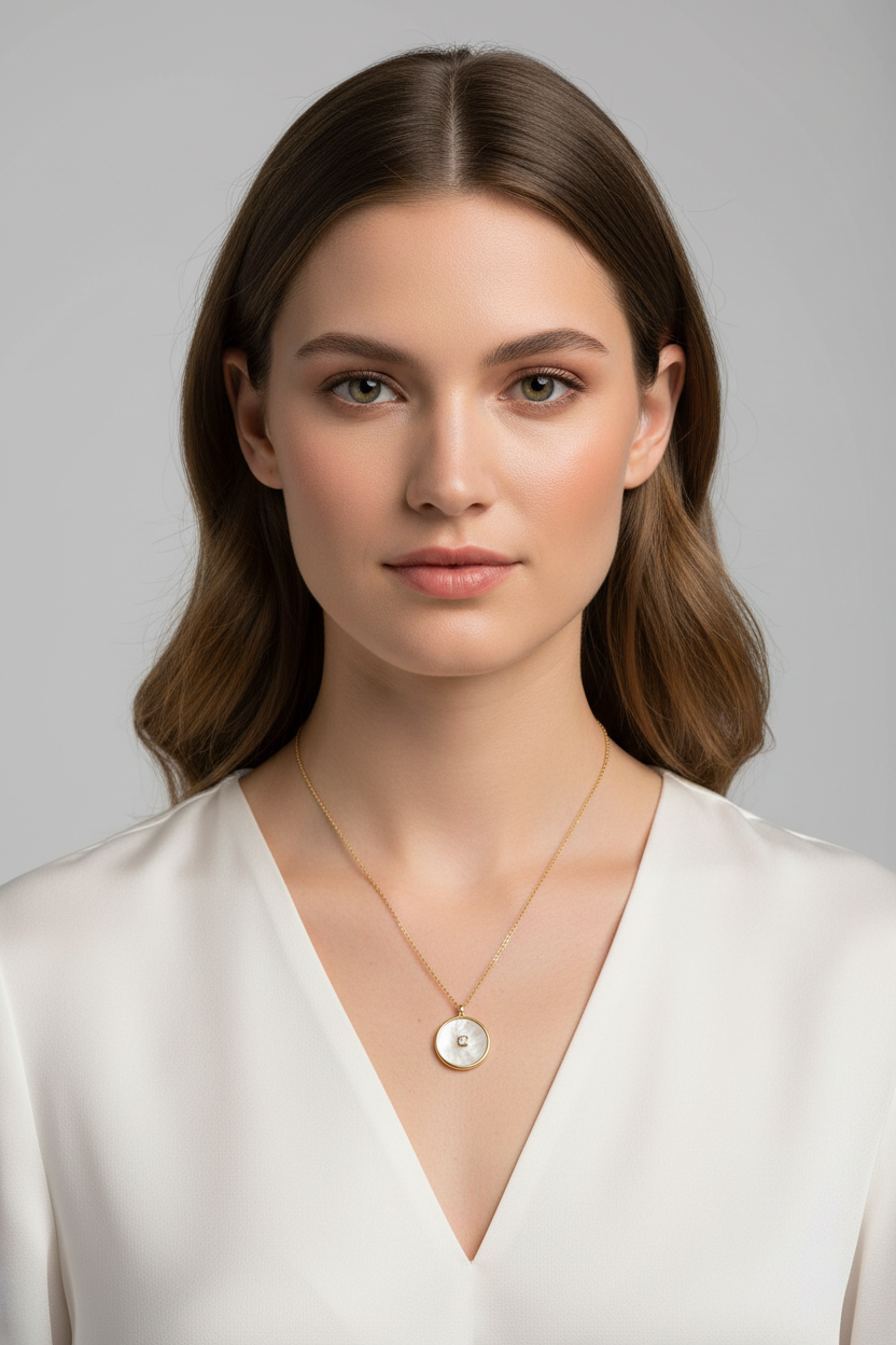 Sterling Silver Reversible Day to Night Necklace, 14K Gold Plated, Black Onyx and Mother of Pearl with CZ, 20 Inch Chain