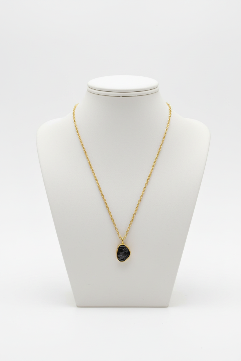 Diamond Chip Necklace 14K Gold Plated 925 Silver Resin Freeform 16+2