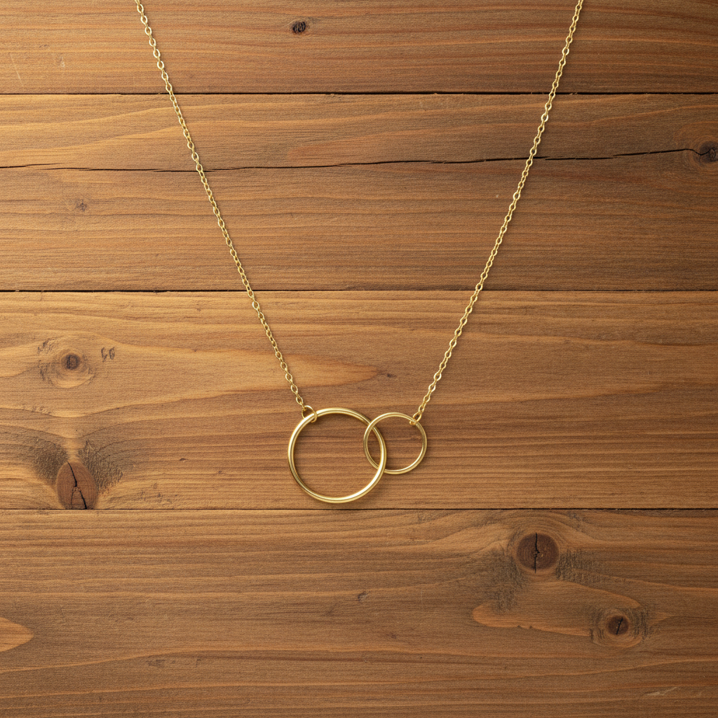 Circle Link Necklace 14K Gold Plated 925 Sterling Silver 10mm 16mm 16+2 Inch