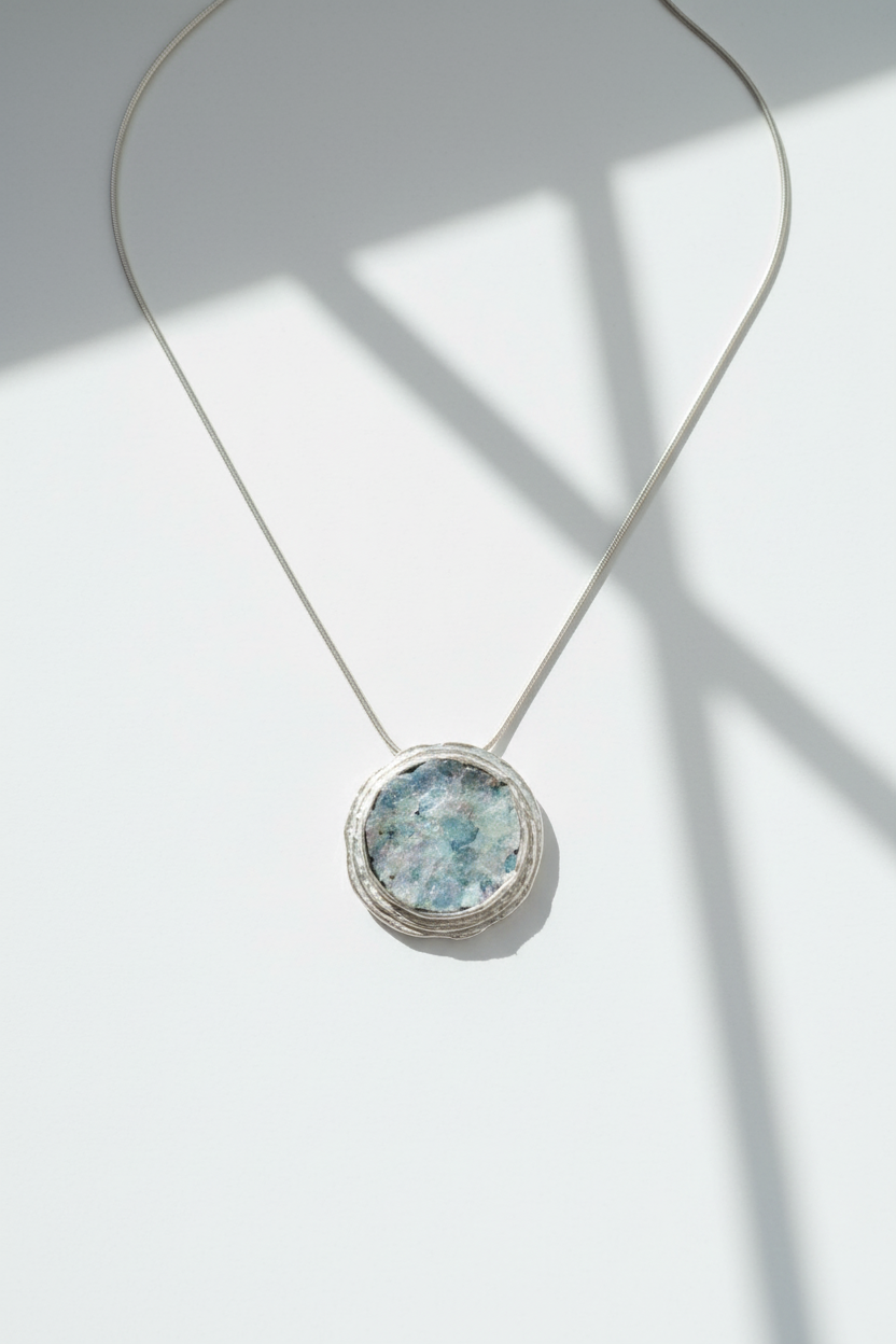 Authentic 2000-Year-Old Roman Glass Pendant - 18" Sterling Silver Chain with Certificate