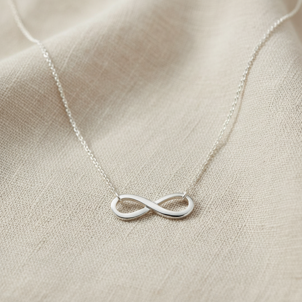 Infinity Necklace - Sterling Silver Polished Drop Pendant