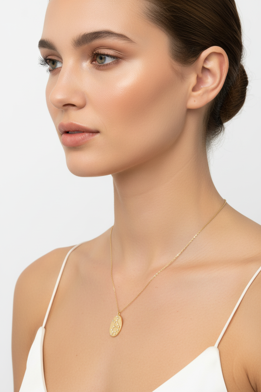 Virgo Zodiac Necklace - 14K Gold Plated Sterling Silver Constellation Pendant