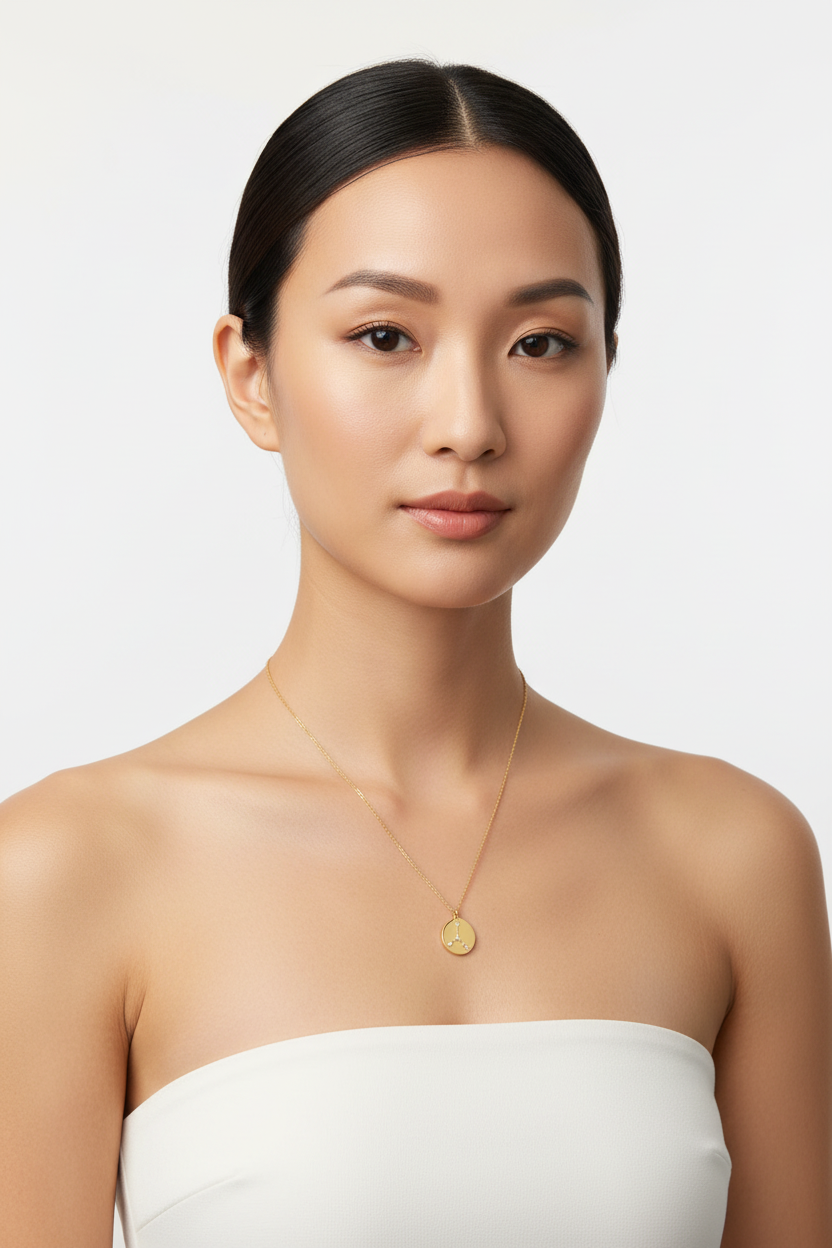 Cancer Zodiac Necklace - 14K Gold Plated Sterling Silver Constellation
