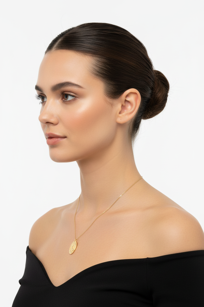 Zodiac Scorpio Constellation Oval Coin Necklace, 16 Inch Chain with 2 Inch Extender