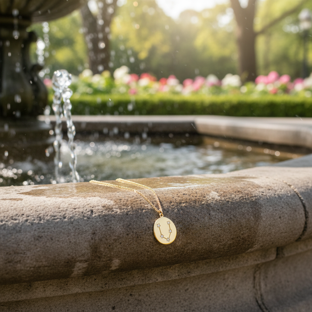 Pisces Zodiac Constellation Necklace, 16 Inch Chain with 2 Inch Extension, Celestial Astrology Coin Pendant